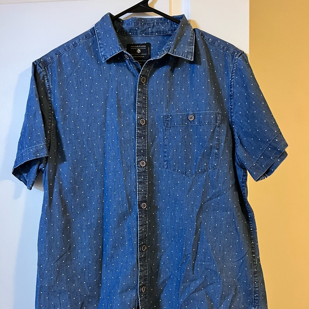 Blue denim button up